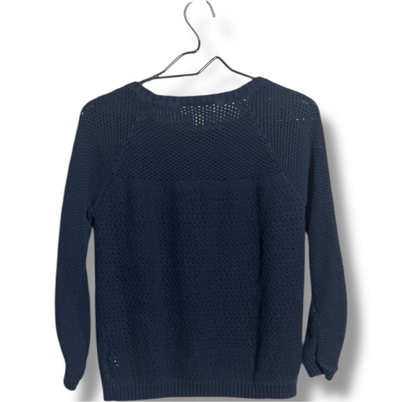 Michael Kors Knit 3/4 Sleeve Lightweight Cotton Comfy Classic Navy Blue Sweater - Picture 10 of 16